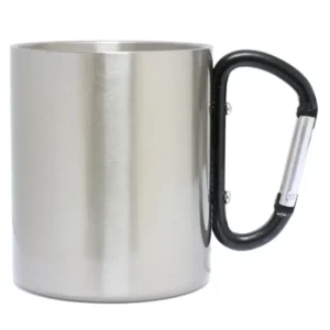 Caneca para sublimação de aço inox mosquetão preto
