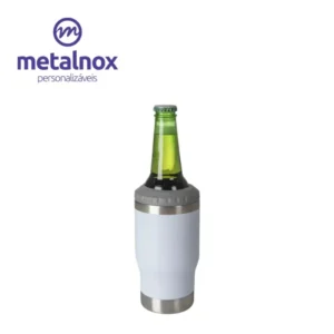 Copo térmico Inox Branco C/ Abridor Cerveja 3 Em 1